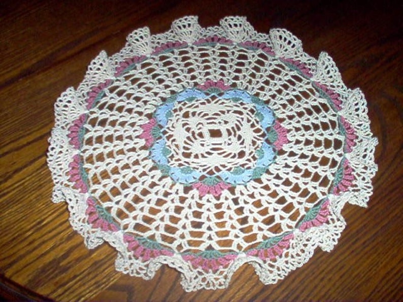 Morning Glory Ruffled Crochet Lace Thread Art Doily New Handmade image 1