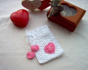 Sweetheart Gift Bag Sachet Crochet Lace Thread Art New Handmade