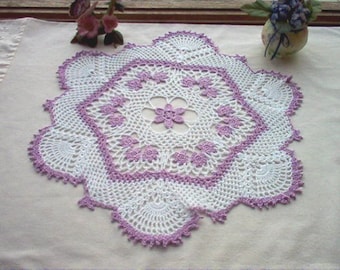 Woodland Violets N Lace Crochet Thread Art Doily New Handmade