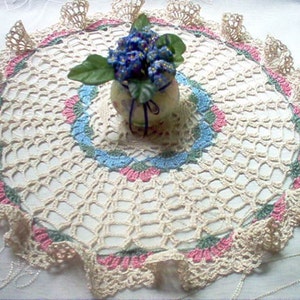 Morning Glory Ruffled Crochet Lace Thread Art Doily New Handmade image 2