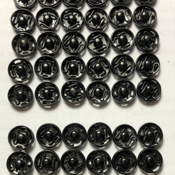 Vintage 48 Round Black Metal Press studs