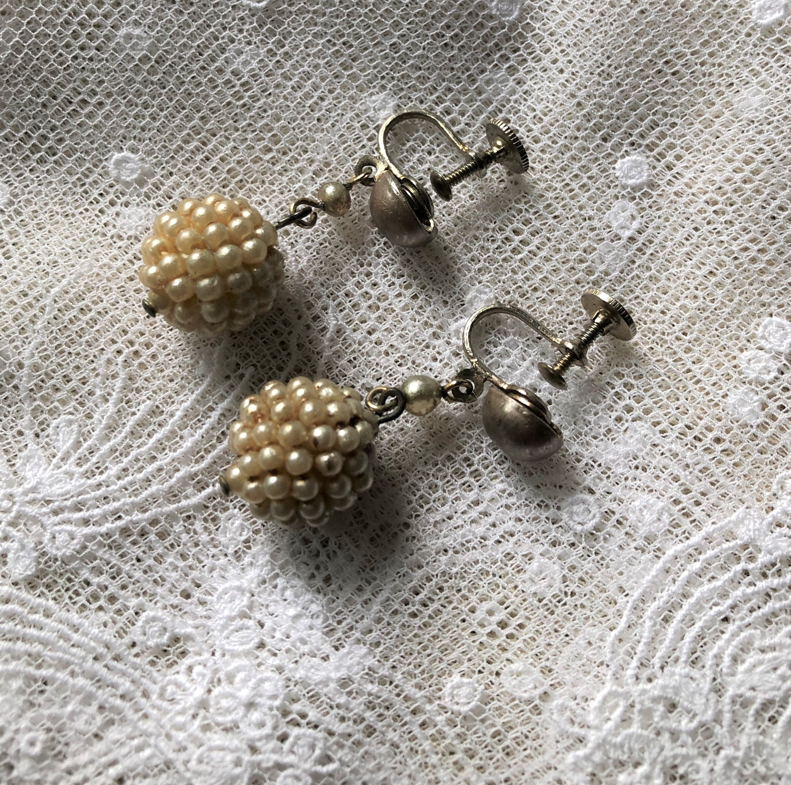 Vintage Dangling Pearl Ball Earrings - Etsy Ireland