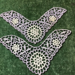 Two 1920&#39;s Nottingham Lace Motifs in Lilac and Ivory