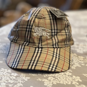 New Burberry Canvas Baseball Cap With Signature House Check and