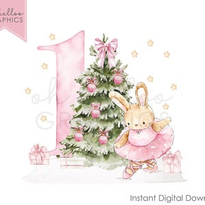 Rosa Weihnachten PNG Clipart, Sublimationsbild, Ballett Ballerina Sofortiger digitaler Download Pyjama Design Weihnachtskarte Uv Dtf Dtg Druck-Andenken