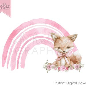 Fox Rainbow Baby PNG Clipart Woodland Fox Anuncio Pink Rainbow Es una niña Hierro en diseño Uvdtf Imagen Dtg Gráfico Bebé Chaleco Diseño de tarjeta