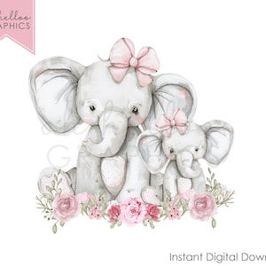 Clipart PNG di elefante, Annuncio di nascita di un elefante carino, Rivelazione del sesso delle sorelle, È femmina, Disegno da stirare, Immagine UVDTF grafica DTG