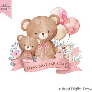 Ours en peluche PNG Clipart fête des mères soeur bébé faire-part sexe révéler c'est une fille fer sur Design soeurs jumelles Uvdtf noeud rose graphique Dtg