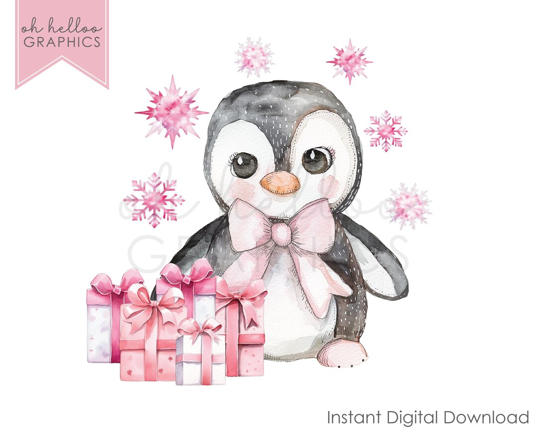 Christmas Penguin Clipart, Baby Girl First Xmas (digital Download) - Etsy
