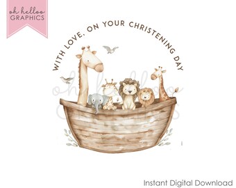Noah's Ark Animals PNG Clipart, Christening Day Design (Digital Download)