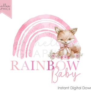 Rainbow Baby PNG Clipart Woodland Fox Baby Anuncio Pink Rainbow Es una niña Hierro en diseño Uvdtf Imagen Dtg Gráfico Bebé Chaleco Diseño de tarjeta
