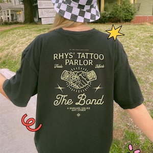 Rhys Tattoo Parlor Shirt - To The Stars Who Listen Comfort Colors Tee for Book Lovers, Subtle Bookish Reading T-Shirt with Back Design