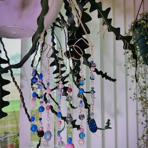 Suncatcher/Plant ornament/beaded/Plant hanging/garden decor/handmade/gift/beads for windows/eclectic garden decor/beaded plant hanger