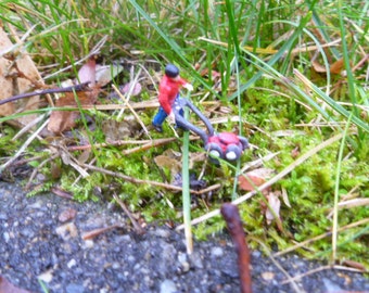 Miniature Man Mowing Lawn in HO Scale perfect for Planter or Terrariums and Dad