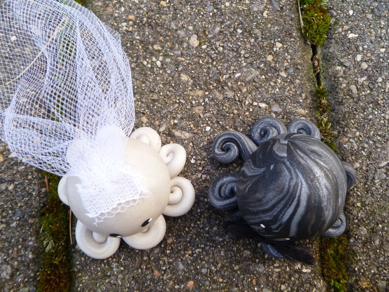 Octopus Wedding Couple Cake Topper Mini Marble Friends Set of Etsy