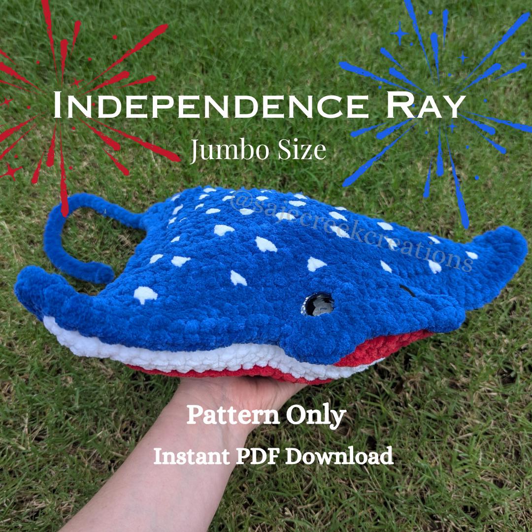 Stingray Crochet Patterns for Amigurumi and Plushies 18 Pattern: Patriotic Stars and Stripes Stingray