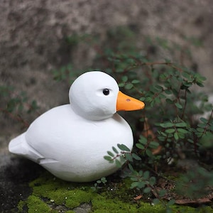 4&#39;&#39;Hand carved Wooden Call Duck Figurine for Desk Decor Gift,Cute Call Duck Wooden Art Carved Ornament,Wood Statue,Christmas gift
