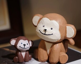 MONKEY LOVERS Handmade Carved Coconut Seashell Raffia Coastal