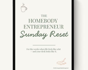 Planejador de Reinicialização de Domingo para Empreendedores – Diário Digital de Autocuidado, Minimalista para Preencher e PDF para iPad, Organizador de Rituais de Domingo Aconchegante