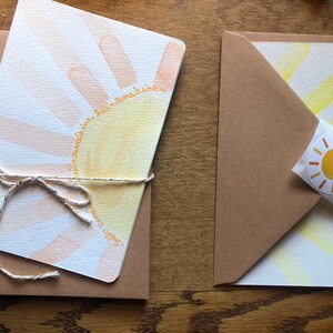 Set of 4 flat/no fold 4x6 cards, sunshine