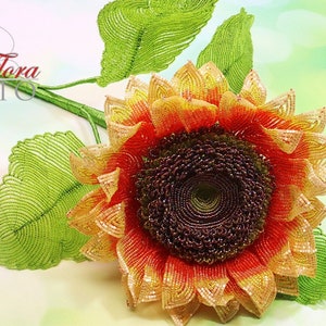 French beaded sunflower PDF pattern