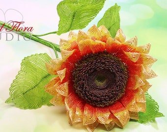 French beaded sunflower PDF pattern