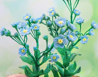 PDF - French beaded forget-me-not flower pattern