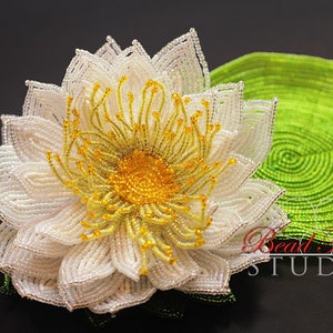 French beaded water lily lotus pdf pattern download image 2