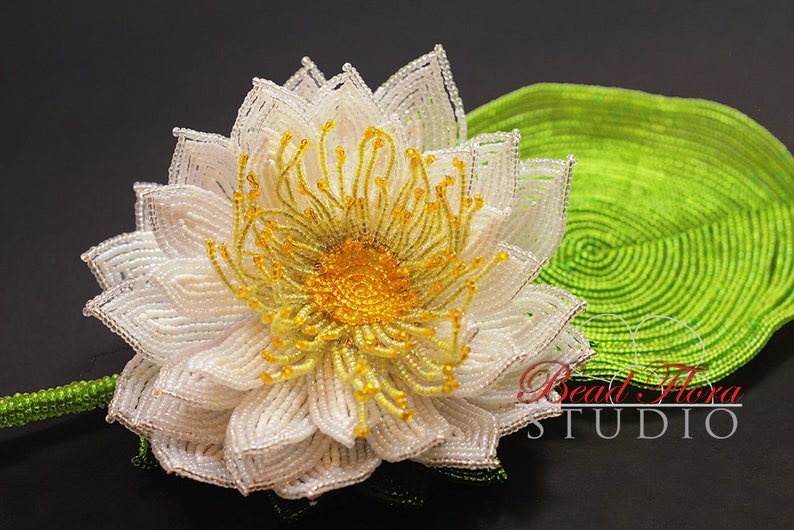 French beaded water lily lotus pdf pattern download image 2