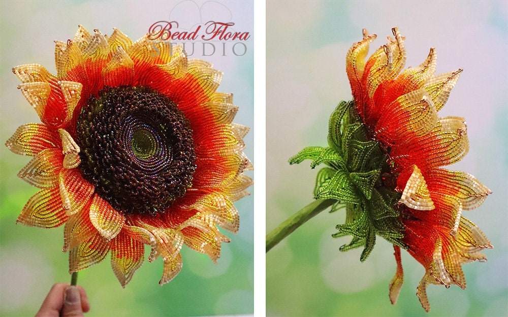French Beaded Sunflower PDF Pattern - Etsy