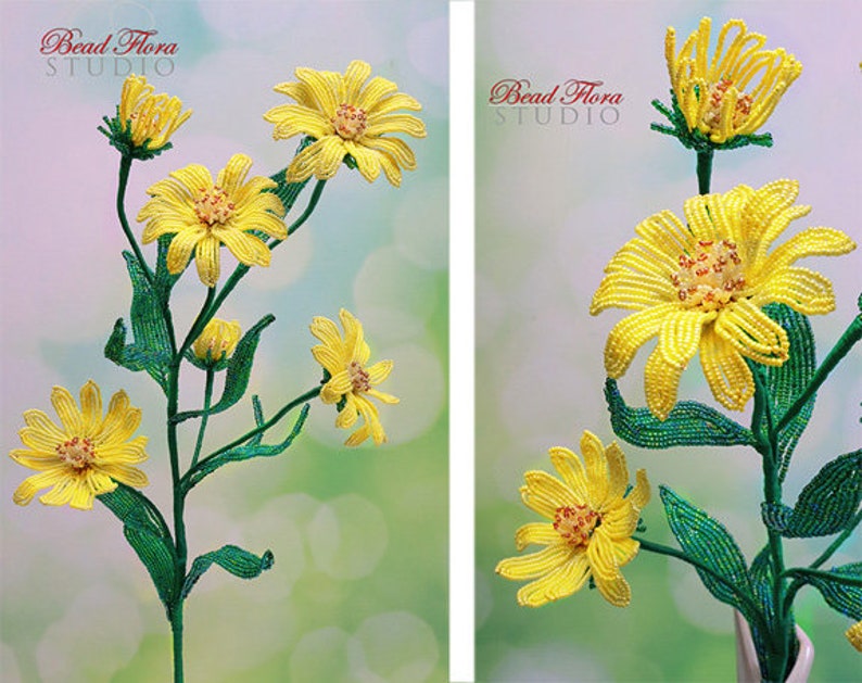 PDF French beaded prairie sunflower pattern image 1