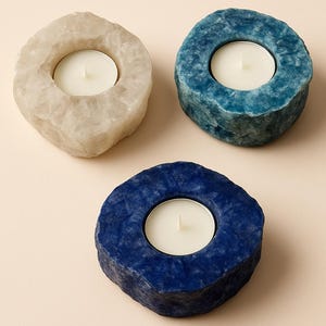 Natural Agate T-Light Candle Holder | Crystal Tea Light Holder for Home Décor, Meditation & Gifting