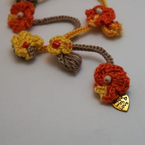 Crochet Lariat Necklace: Beaded Flowers, Boho Y Necklace