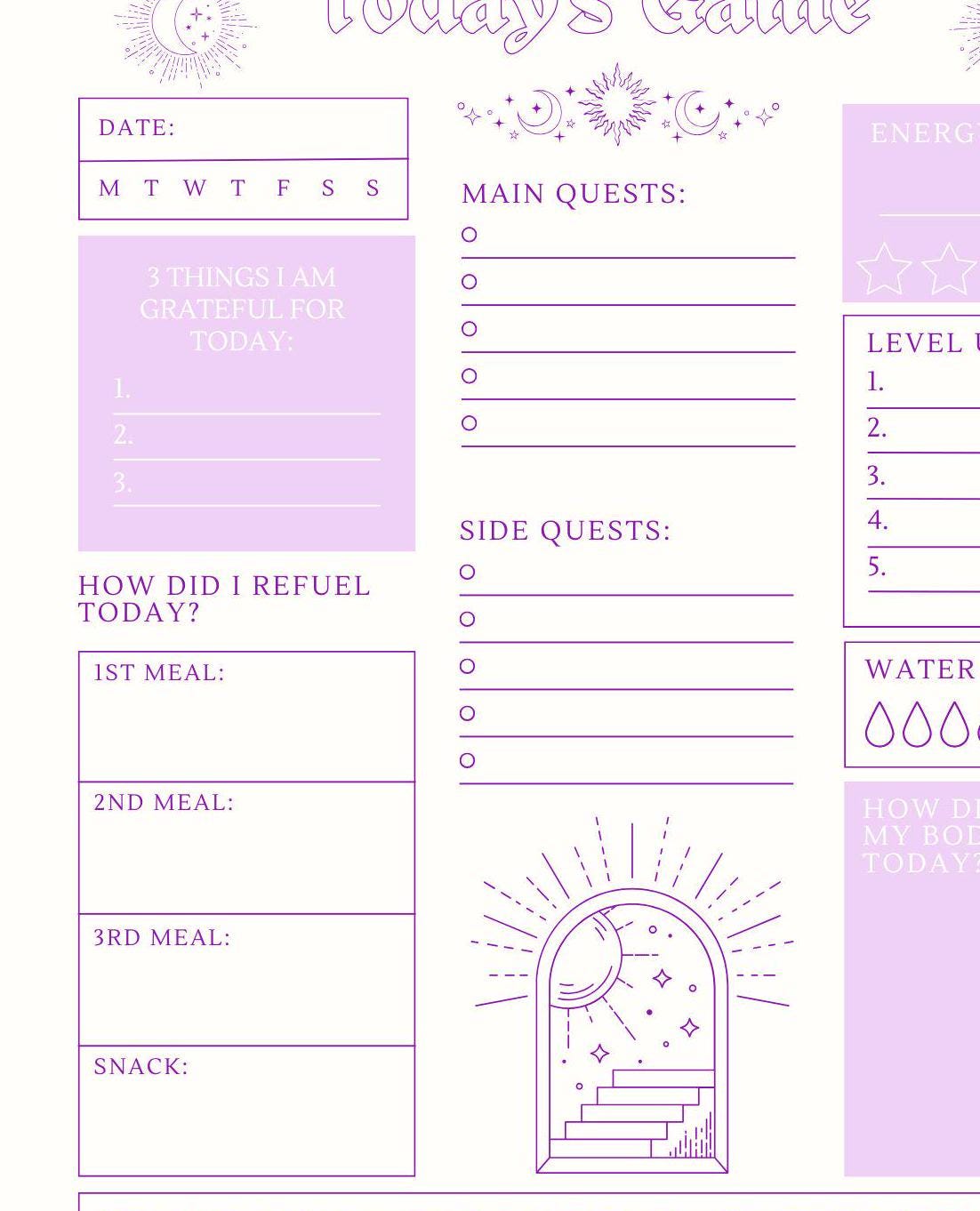 Printable Gamification Task Sheets/Gamify Tasks Journal Pages