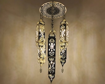 Handmade Moroccan Hanging Lamp Fixture | Boho Dome Pendant Light for Entryway & Hall