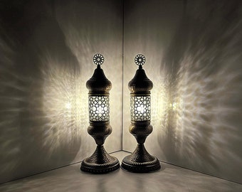 Exquisite Moroccan Table Lamp with Colorful Stained Glass and Ornate Metal Frame - Perfect Handmade Lighting Fixture for Cozy and Stylish