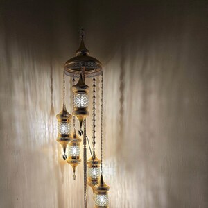 Handmade Blown Glass Floor Lamp – Elegant Transparent Glass Lantern – Perfect for Living Room and Bedroom Ambiance”