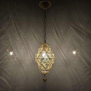 Handmade Gold Blown Glass Pendant Light – Elegant Ceiling Lamp for Kitchen Island or Dining Room