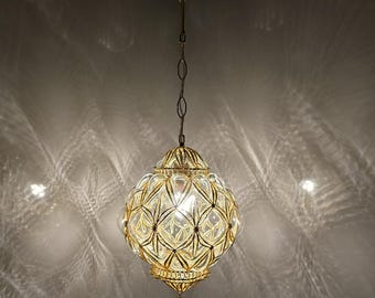 Sculptural Gold-Toned Blown Glass Pendant Light – Unique Ceiling Lamp for Contemporary Interiors