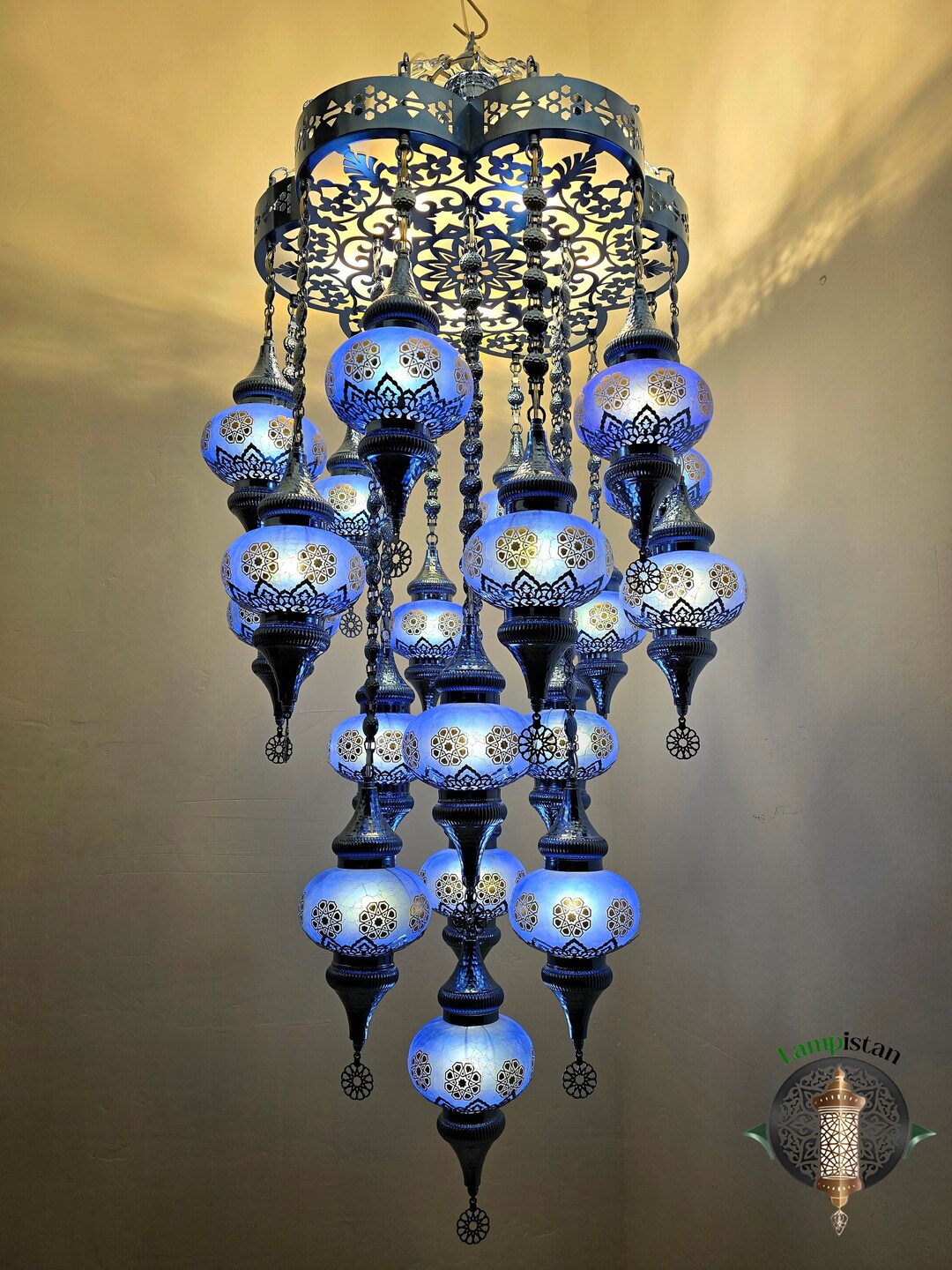 Chandelier Daisy Rumi Design Special Cracked Glass 19's Lampistan - Etsy