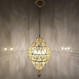 Elegant Gold Finish Blown Glass Pendant Lamp – Customizable Lighting Fixture for Modern Spaces