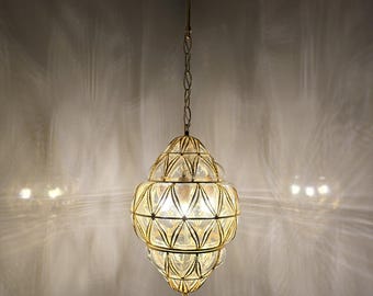 Elegant Gold Finish Blown Glass Pendant Lamp – Customizable Lighting Fixture for Modern Spaces