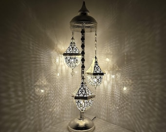 Artisan Moroccan Floor Lamp with Handmade Mosaic Glass Shade for Cozy Interiors