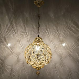 Artisan Crafted Gold Finish Blown Glass Pendant – Modern Lighting Fixture for Living Room or Entryway