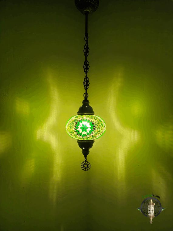 Turkish Mosaic Hanging Lamp: Colorful Handmade Chandelier for Bedroom, Living Room & Restaurant Decor