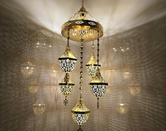 Handmade Moroccan Hanging Light Fixture | Boho Pendant Lamp for Dining Area & Entryway