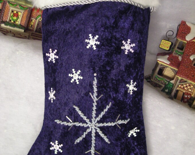 Elegant Blue Velvet Christmas Stocking Etsy