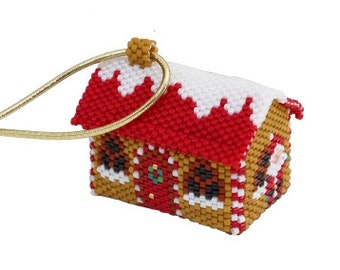 Bead Pattern: 3D Santa House Christmas Village Ornament