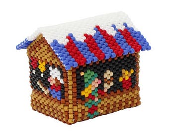 Bead Pattern: 3D Christmas Village Hot Dog and Burger Stall Ornament