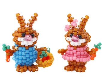 Bead Pattern: Mini 3D Beaded Boris and Betty Bunny Figures